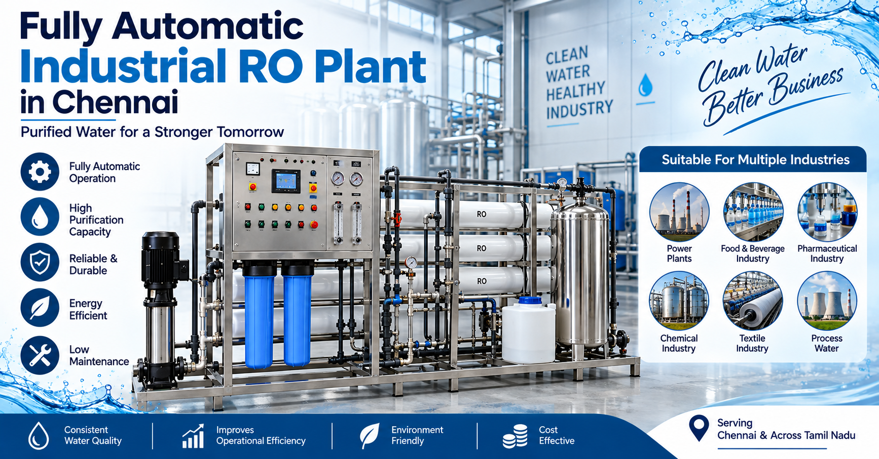 Fully Automatic Industrial RO Plant in Chennai